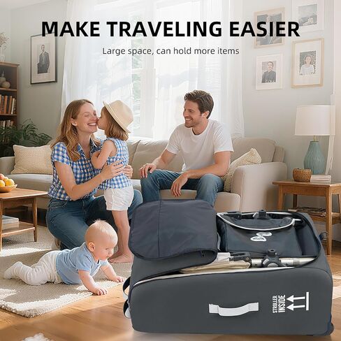 Stroller Bag for Airplane,Travel Bag - Compatible with UPPAbaby Vista/V1 V2 V3, Cruz/V1 V2 V3 |Rolling Wheel Bag with Storage Pocket, Waterproof, Rolling Wheels, Multiple Handles | Grey in Saudi Arabia