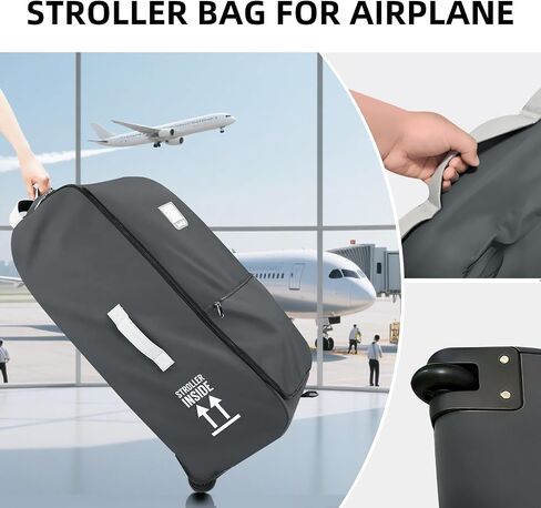 Stroller Bag for Airplane,Travel Bag - Compatible with UPPAbaby Vista/V1 V2 V3, Cruz/V1 V2 V3 |Rolling Wheel Bag with Storage Pocket, Waterproof, Rolling Wheels, Multiple Handles | Grey in Saudi Arabia