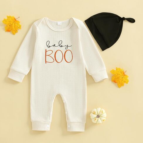 Newborn Baby Girl Halloween Outfit Pumpkin Dog Ruffle Romper Long Sleeve Jumpsuit Striped Clothes Fall in Kuwait