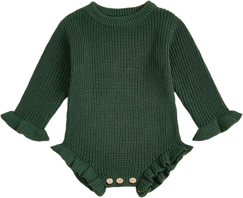 Newborn Baby Girl Boy Sweater Romper Long Sleeve Round Neck Solid Color Knit Bodysuit Clothes in Saudi Arabia