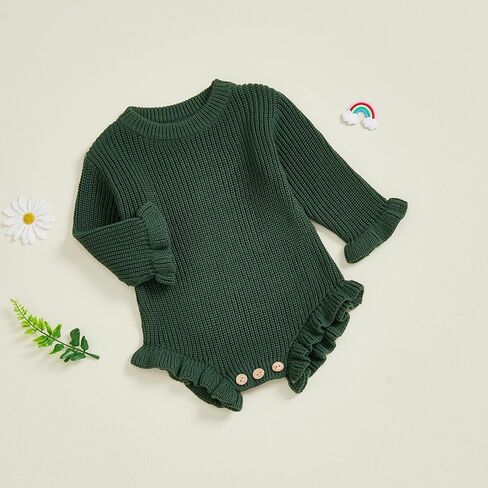Newborn Baby Girl Boy Sweater Romper Long Sleeve Round Neck Solid Color Knit Bodysuit Clothes in Saudi Arabia