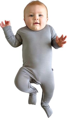 Stretchy Viscose from Bamboo Baby Pajamas, Crescent Zipper Onesie, Fold-Over Mittens & Cuffs, Infant PJs in Saudi Arabia