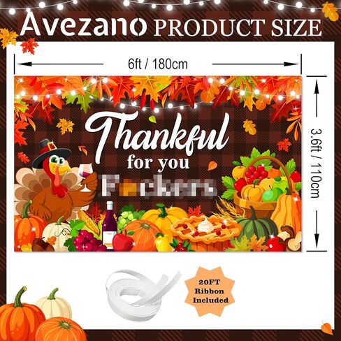 Avezano Happy Friendsgiving Decorations Friendsgiving Banner 6 x 3.6 ft Thankful for You Friends Giving Party Decor Backdrop for Home Office Outdoor in Saudi Arabia