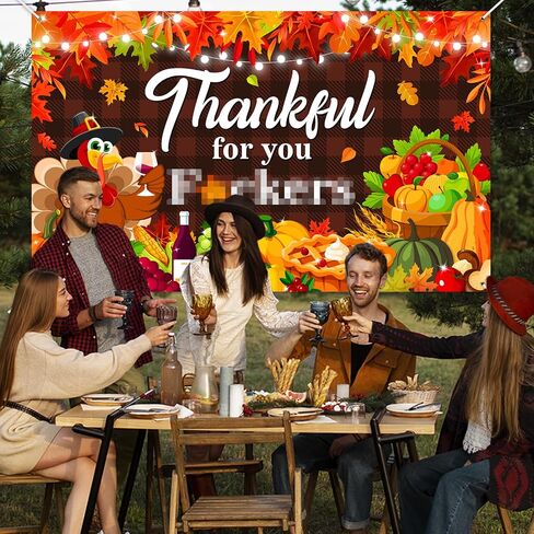 Avezano Happy Friendsgiving Decorations Friendsgiving Banner 6 x 3.6 ft Thankful for You Friends Giving Party Decor Backdrop for Home Office Outdoor in Saudi Arabia