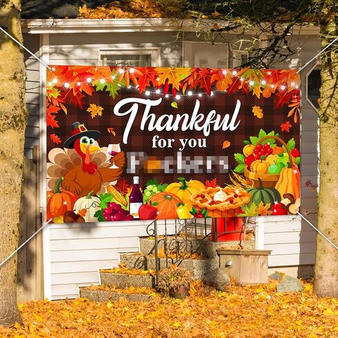 Avezano Happy Friendsgiving Decorations Friendsgiving Banner 6 x 3.6 ft Thankful for You Friends Giving Party Decor Backdrop for Home Office Outdoor in Saudi Arabia