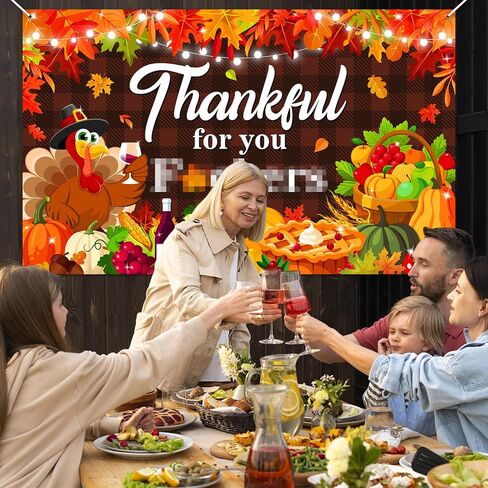 Avezano Happy Friendsgiving Decorations Friendsgiving Banner 6 x 3.6 ft Thankful for You Friends Giving Party Decor Backdrop for Home Office Outdoor in Saudi Arabia