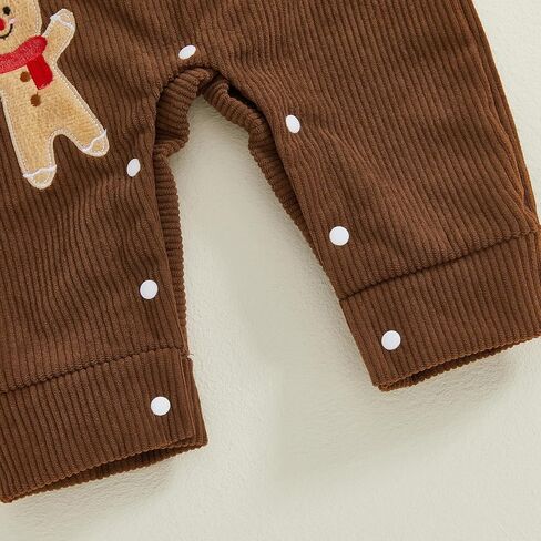 GOOCHEER Newborn Baby Boy Christmas Outfit Gingerbread Long Sleeve Striped Bubble Romper Overall Suspender Pants Clothes Set in Saudi Arabia