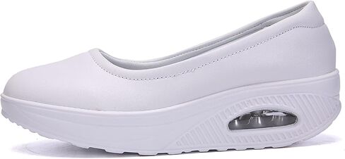 ihinzry Women's Wedge Leather Shoes Nurse Lightweight Comfort Work Shoes Waterproof Non Slip Loafer Platform Shoes in Kuwait