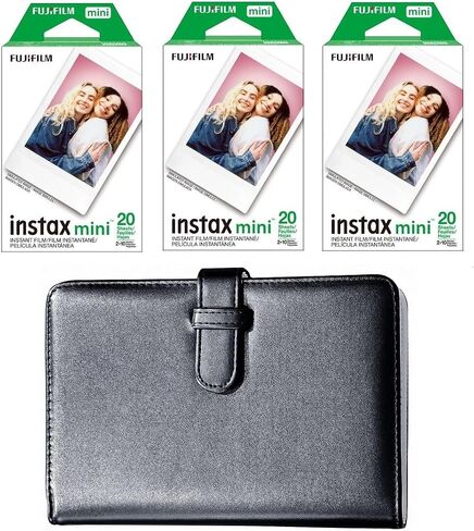 FUJIFILM Instax Mini Instant Film Bundle for Mini EVO, Mini 12, Mini 11, Mini Liplay and Mini 41 Cameras, Includes: Instant Mini Film and 108 Pocket Mini Instax Photo Album, Black (100 Exposures) in Saudi Arabia