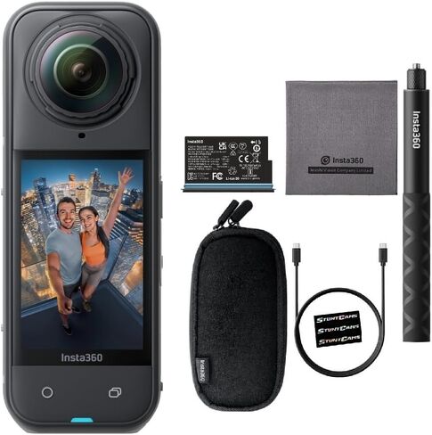 Insta360 X5 - Waterproof 8K 360 Video 72MP Photo Action Helmet Cameran1/1.28" Sensor Wide-Angle Low Light Performance Replaceable Lenses for Sports Travel Outdoor Content + Extendable Selfie Stick in Saudi Arabia