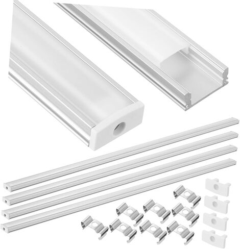 Cabilock 4 مجموعات LED على شكل حرف U الألومنيوم قناة الإسكان لأضواء الشريط غطاء قناة LED مقاوم للماء مع الناشر سهلة التركيب تركيب الملحقات in Kuwait