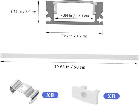 Cabilock 4 مجموعات LED على شكل حرف U الألومنيوم قناة الإسكان لأضواء الشريط غطاء قناة LED مقاوم للماء مع الناشر سهلة التركيب تركيب الملحقات in Kuwait