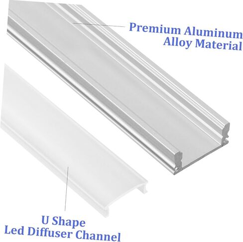 Cabilock 4 مجموعات LED على شكل حرف U الألومنيوم قناة الإسكان لأضواء الشريط غطاء قناة LED مقاوم للماء مع الناشر سهلة التركيب تركيب الملحقات in Kuwait