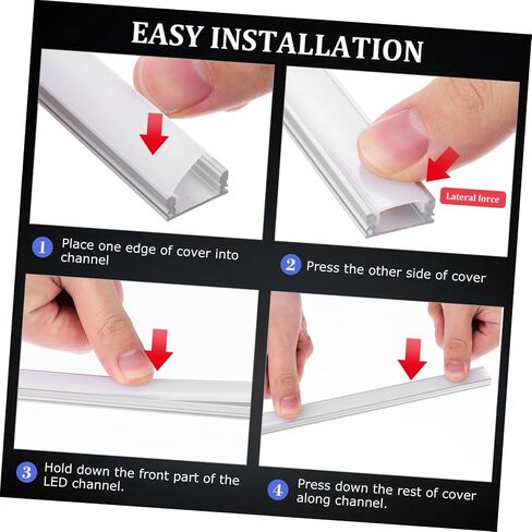 Cabilock 4 مجموعات LED على شكل حرف U الألومنيوم قناة الإسكان لأضواء الشريط غطاء قناة LED مقاوم للماء مع الناشر سهلة التركيب تركيب الملحقات in Kuwait