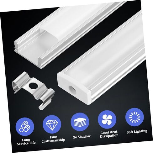 Cabilock 4 مجموعات LED على شكل حرف U الألومنيوم قناة الإسكان لأضواء الشريط غطاء قناة LED مقاوم للماء مع الناشر سهلة التركيب تركيب الملحقات in Kuwait