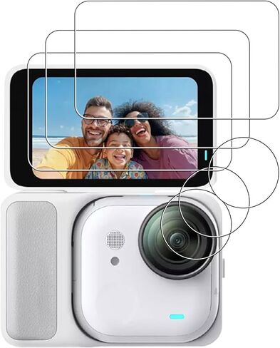 من أجل واقي عدسة الكاميرا Insta360 Go Ultra Action وواقي شاشة من الزجاج المقوى، WUNIAK HD شفاف ومقاوم للخدش وسهل التركيب، طبقة عدسة TPU + واقي شاشة من الزجاج المقوى 9H (3 مجموعات) in Kuwait