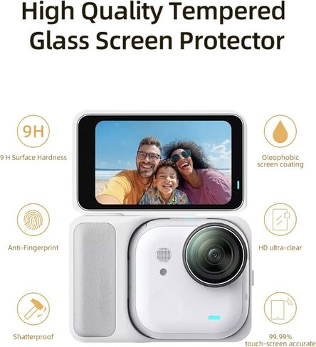 من أجل واقي عدسة الكاميرا Insta360 Go Ultra Action وواقي شاشة من الزجاج المقوى، WUNIAK HD شفاف ومقاوم للخدش وسهل التركيب، طبقة عدسة TPU + واقي شاشة من الزجاج المقوى 9H (3 مجموعات) in Kuwait
