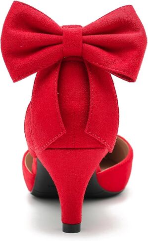 fereshte Women's Kitten Heel Pumps with Bow, Ankle Strap, Pointed Toe, Wedding Evening Dress Shoes in Saudi Arabia