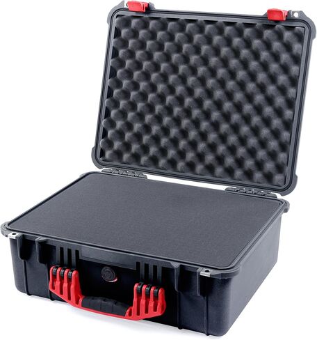 حافظة ColorCase Pelican 1550 سوداء - حافظة مقاومة للماء متوسطة الحجم مع مجموعة إسفنجية بيك آند بلاك وغطاء ملتف من الإسفنج - مقابض ومزالج برتقالية in Kuwait
