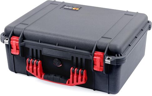 حافظة ColorCase Pelican 1550 سوداء - حافظة مقاومة للماء متوسطة الحجم مع مجموعة إسفنجية بيك آند بلاك وغطاء ملتف من الإسفنج - مقابض ومزالج برتقالية in Kuwait