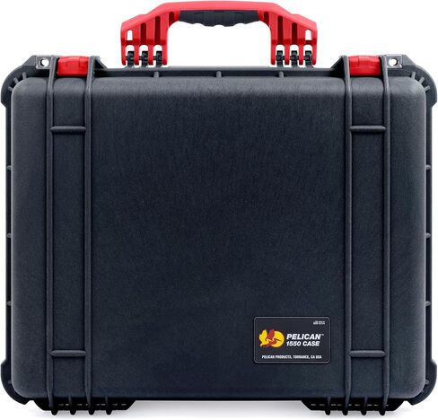 حافظة ColorCase Pelican 1550 سوداء - حافظة مقاومة للماء متوسطة الحجم مع مجموعة إسفنجية بيك آند بلاك وغطاء ملتف من الإسفنج - مقابض ومزالج برتقالية in Kuwait