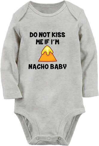 IDzn Babies لا تقبلني إذا أنا ناتشو بيبي رومبير مضحك لحديثي الولادة ملابس داخلية للأطفال الصغار ملابس طويلة من قطعة واحدة in Saudi Arabia