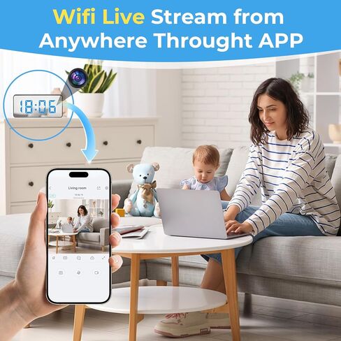 كاميرا مراقبة رقمية على مدار الساعة، مزودة بتقنية WiFi، وعدسة بزاوية واسعة 150 درجة، ورؤية ليلية، ومراقبة عن بعد - مثالية لمراقبة التجسس ومراقبة المربية in Kuwait