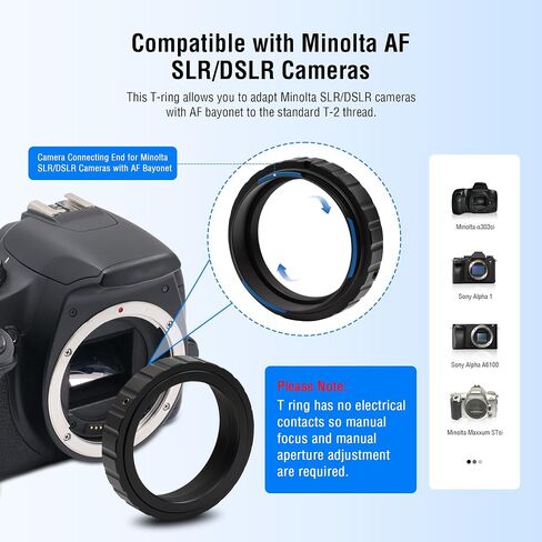 Astromania Telescope Photo Adapter 2 Inch Extendable Photo Adapter Metal - Bundle with - T Ring and T Adapter for Minolta-AF SLR/DSLR in Saudi Arabia