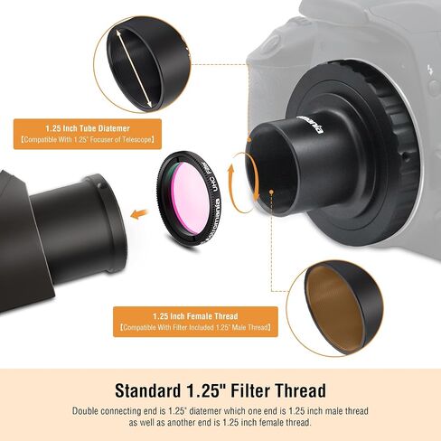 Astromania Telescope Photo Adapter 2 Inch Extendable Photo Adapter Metal - Bundle with - T Ring and T Adapter for 42mm Pentax-K SLR/DSLR in Saudi Arabia