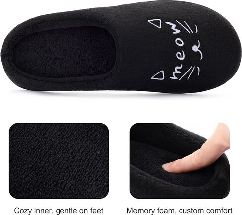 ULTRAIDEAS Women's Cozy Slippers - Warm Felt Indoor House Slippers with Memory Foam, Cute Cat Face Design, Perfect Holiday Gift for Home Bedroom Lounge in Kuwait