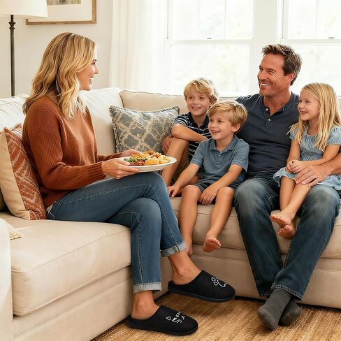 ULTRAIDEAS Women's Cozy Slippers - Warm Felt Indoor House Slippers with Memory Foam, Cute Cat Face Design, Perfect Holiday Gift for Home Bedroom Lounge in Kuwait