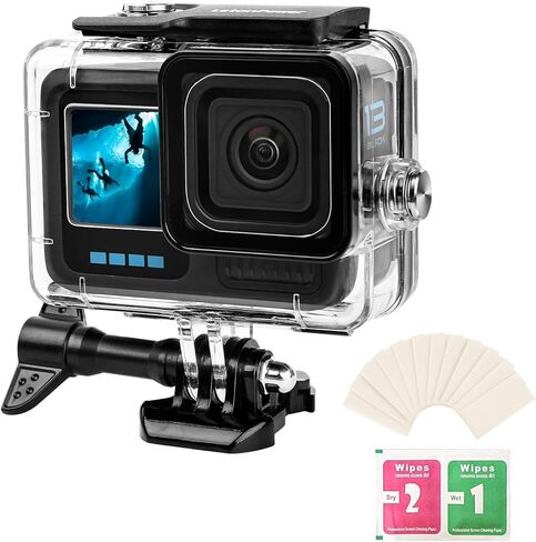 غطاء غوص مقاوم للماء لجهاز GoPro HERO13-196FT تحت الماء مع حامل، غطاء حماية للغوص متوافق مع مجموعة ملحقات كاميرا الحركة in Kuwait