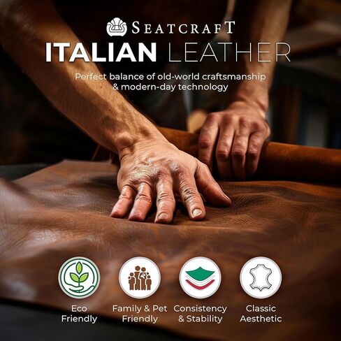 Seatcraft Anthem Italian Leather Loveseat w/Storage Console, Living Room, Power Headrest, Power Recline, Smokey Blue in Saudi Arabia