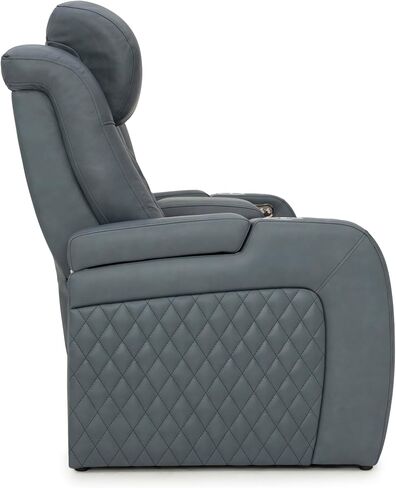 Seatcraft Anthem Italian Leather Loveseat w/Storage Console, Living Room, Power Headrest, Power Recline, Smokey Blue in Saudi Arabia