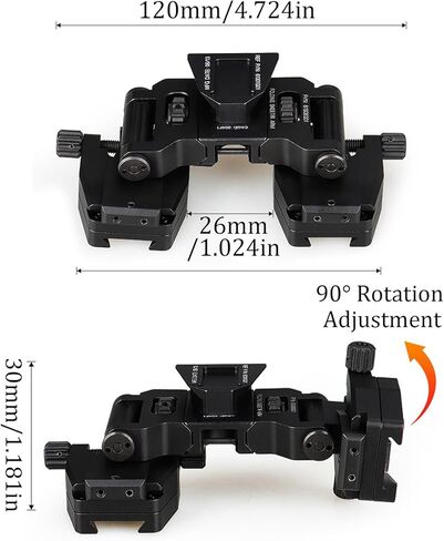 Metal Mount Night Vision Goggles,New Aluminum Night Vision Goggle Mount,Nvg Mount Dovetail J Arm Rhino Mount,Compatible with Monocular or Binocular Lenses,for Outdoor Camping and Explorat(Color:Black) in Kuwait