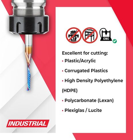 Amana Tool 51435-K CNC Spektra Coated SC Spiral O Single Flute, Plastic Cutting 1/8 D x 7/8 CH x 1/4 SHK x 2-1/2 Inch Long Up-Cut Router Bit with Mirror Finish in Saudi Arabia