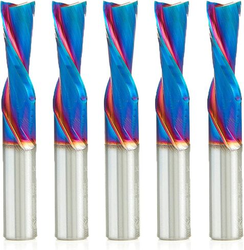 Amana Tool 46203-K-5 5-Pack SC Spektra Extreme Tool Life Coated Spiral Plunge 3/8 Dia x 1 CH x 3/8 SHK 2-1/2 Inch Long Down-Cut Router Bits in Saudi Arabia