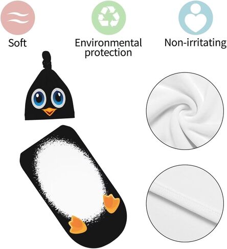 Personality Cartoon PenguinNewborn Swaddling Blanket Beanie Hat Funny Blanket Sleeping Bag New Born Sleep Sacks for Boys Girls in Saudi Arabia