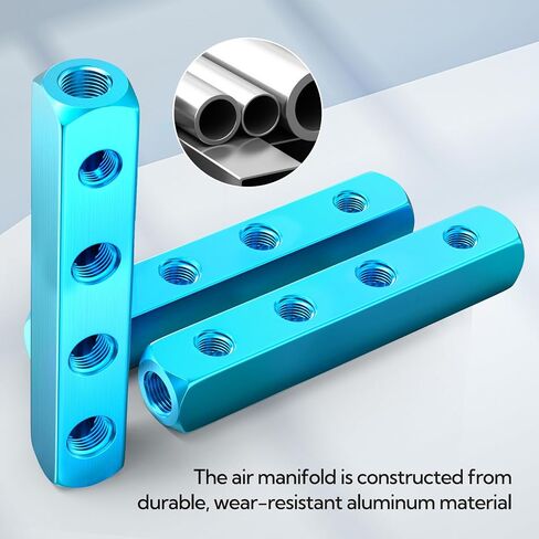 4Pcs 3 way 6 port Air Compressor Manifold, 1/4" Output Port 1/4" Supply Port Aluminum Air Distribution Block Splitter in Saudi Arabia