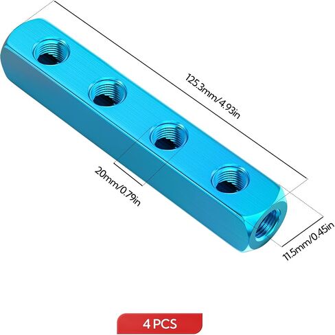 4Pcs 3 way 6 port Air Compressor Manifold, 1/4" Output Port 1/4" Supply Port Aluminum Air Distribution Block Splitter in Saudi Arabia