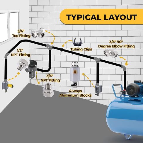 تسوق مجموعة Air Line Kit 3/4" × 100'&200'&300' أنابيب هواء HDPE-Aluminum-HDPE، طقم خطوط هواء مضغوط لملحقات ضاغط الهواء، طقم ضاغط هواء مانع للتسرب وسهل التركيب in Saudi Arabia