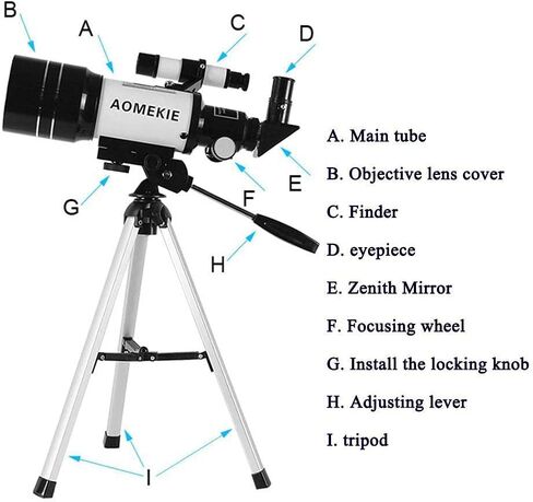 Monoculars Telescope, Astronomical Telescope for Beginners Adults， 150X Portable Reflector with Adjustable Tripod HD 300/70Mm for Sky/Star/Moon/Birds Watching， B in Saudi Arabia
