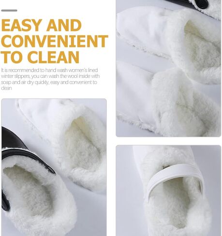 2 Pairs Winter Clogs Liner Plush Fur Winter Clog Shoes Lining Slip- on Clog Bootie Sock Warm House Slippers Fleece Lining for Outdoor Indoor Garden Clogs Size 35-36 White in Saudi Arabia