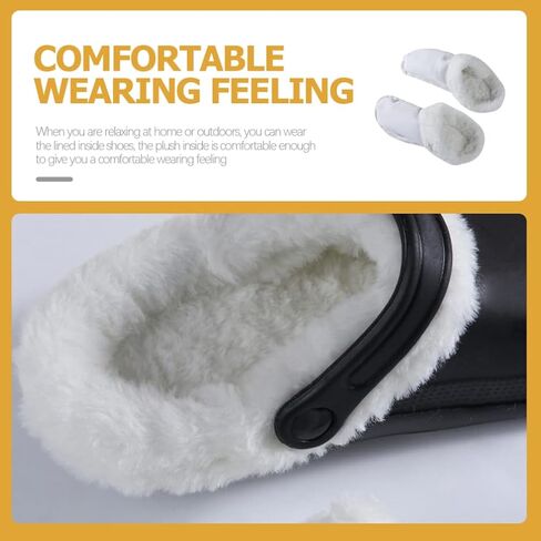 2 Pairs Winter Clogs Liner Plush Fur Winter Clog Shoes Lining Slip- on Clog Bootie Sock Warm House Slippers Fleece Lining for Outdoor Indoor Garden Clogs Size 35-36 White in Saudi Arabia
