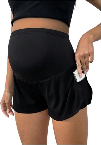 SweatyRocks Women's Maternity Shorts Over The Belly Workout Running Casual Summer Pregnancy Shorts in Saudi Arabia