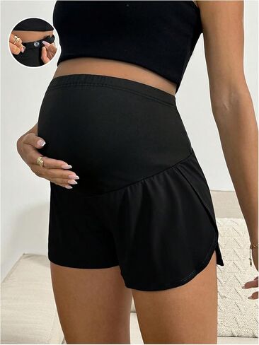 SweatyRocks Women's Maternity Shorts Over The Belly Workout Running Casual Summer Pregnancy Shorts in Saudi Arabia