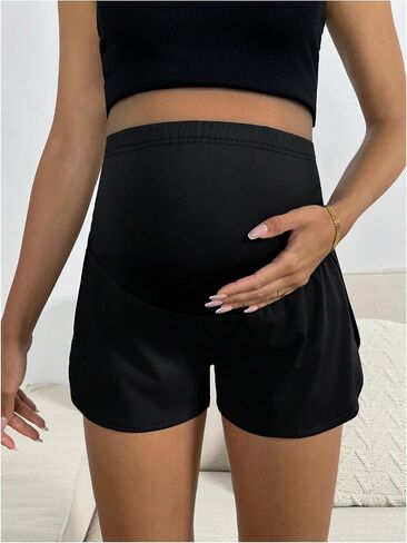 SweatyRocks Women's Maternity Shorts Over The Belly Workout Running Casual Summer Pregnancy Shorts in Saudi Arabia