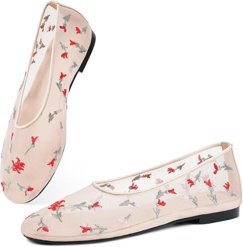 Mesh Ballet Flats for Women Round Toe Slip on Bling Casual Low Heel Comfortable Office Ballerina Flat Shoes in Saudi Arabia