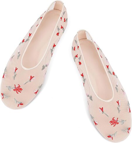 Mesh Ballet Flats for Women Round Toe Slip on Bling Casual Low Heel Comfortable Office Ballerina Flat Shoes in Saudi Arabia