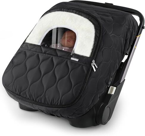 غطاء مقعد سيارة للأطفال في الشتاء، مقاوم للماء، صوف دافئ مقاوم للرياح مسامي مع سحاب كامل لمقعد السيارة لحديثي الولادة، أخضر in Saudi Arabia